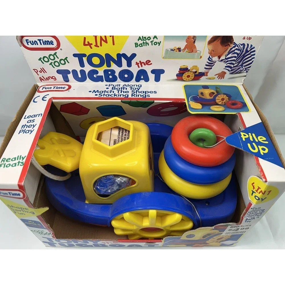Vintage Fun time 4 In 1 Tony The Tugboat Toy Pull / Bath Toy‎ 12 Months & Up NIB